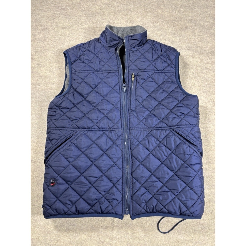 Southern Proper Mens Quilted Fleece Lined Vest Navy Blue Full Zip Large